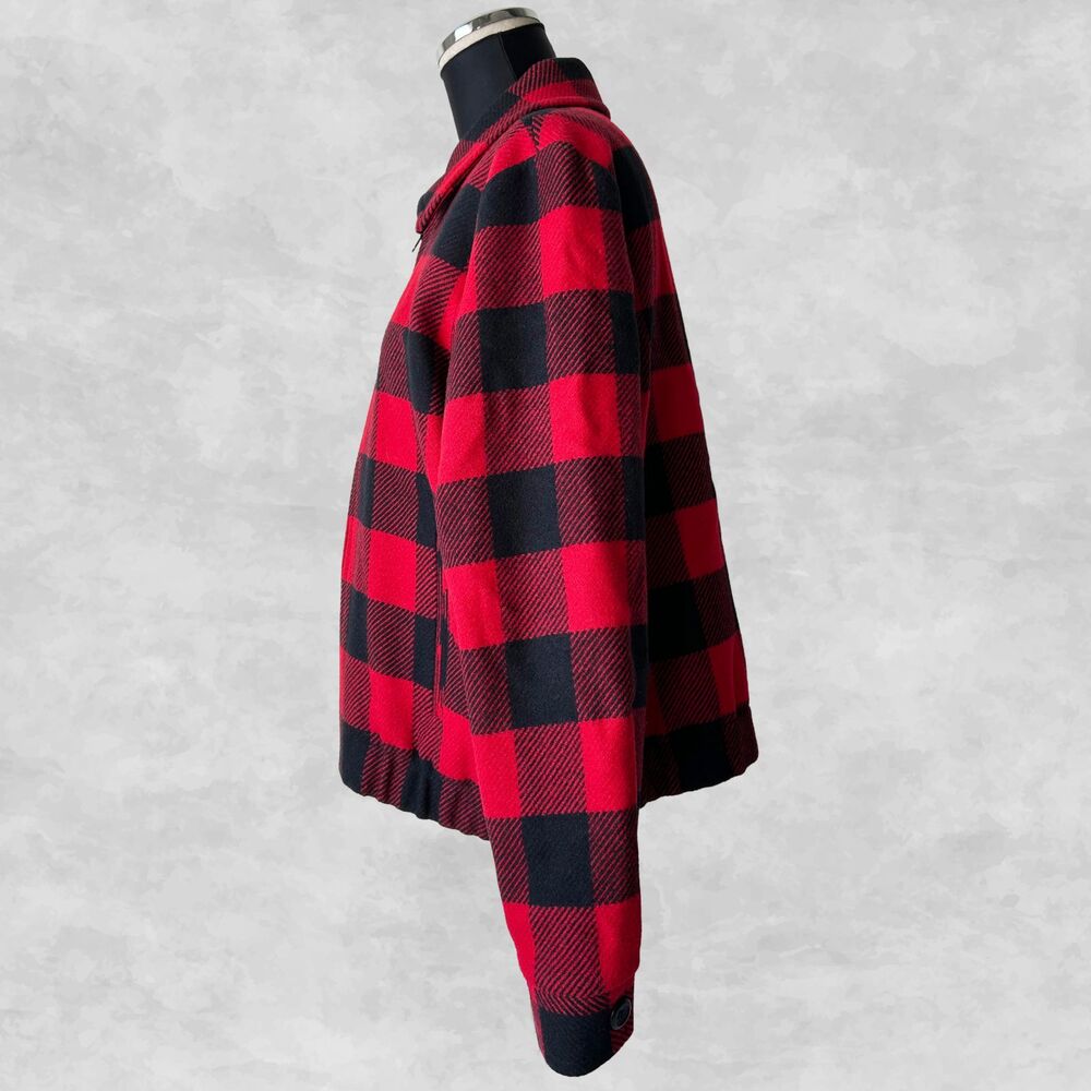 Pendleton Buffalo Plaid Wool Bomber Jacket Red Bl… - image 4